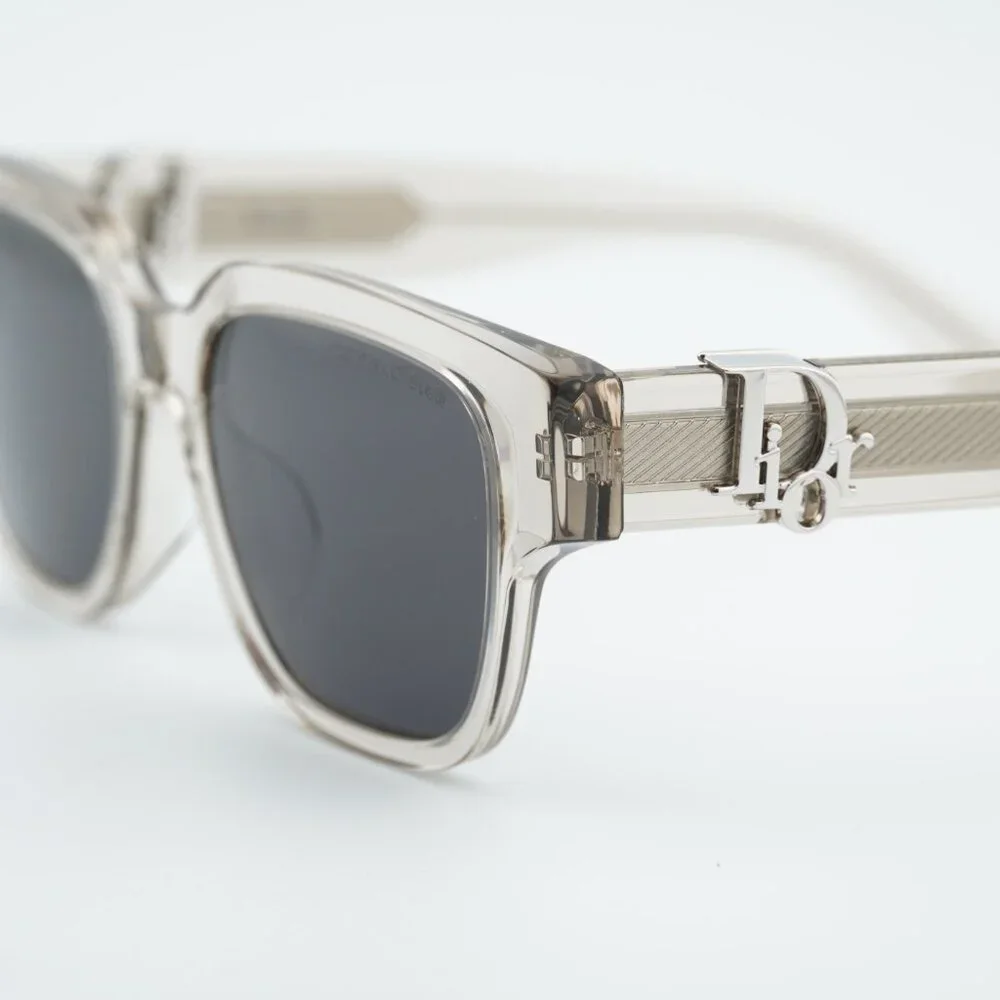 Dior OBLIQUE S1F 78A0 Sunglasses Khaki Square Frame, Grey Lenses - Picture 2 of 13